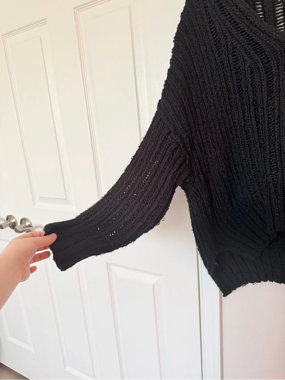 Free People Black Ribbed Open Knit Women’s Sweater